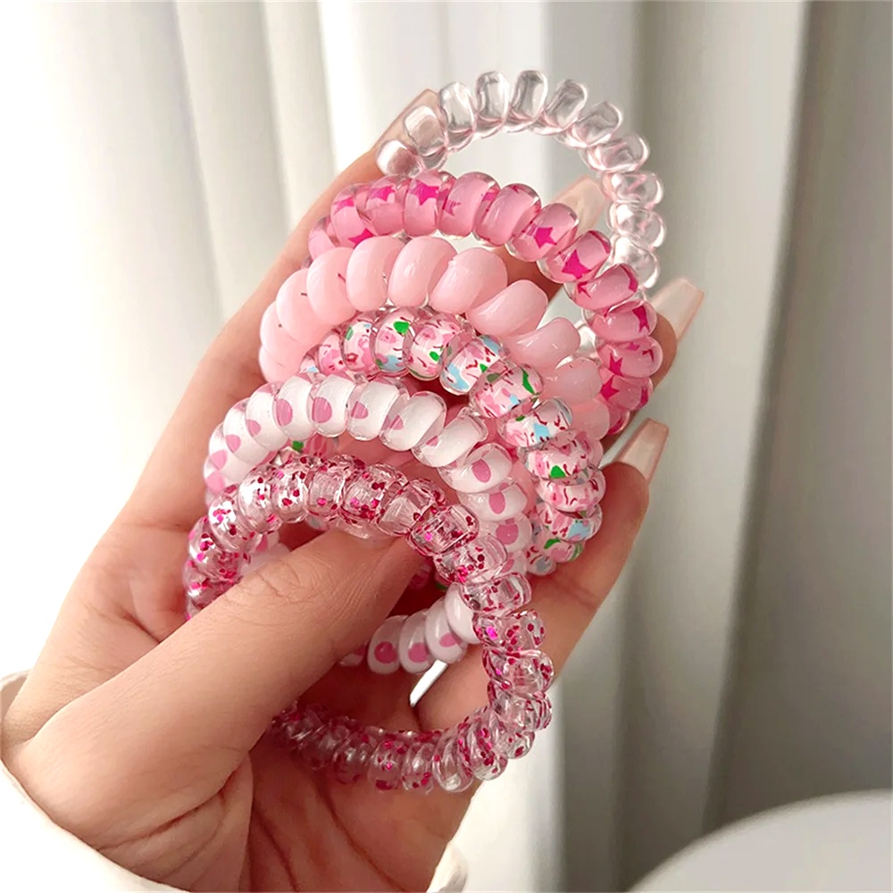 Silicone Band Women - 6pcs Sweet Cute Colorful Spiral Hair
