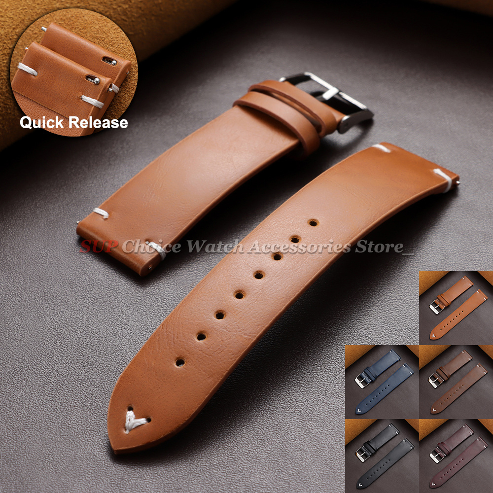 Leather Strap Quick Release - 18mm 20mm 22mm Vintage Oil Wax