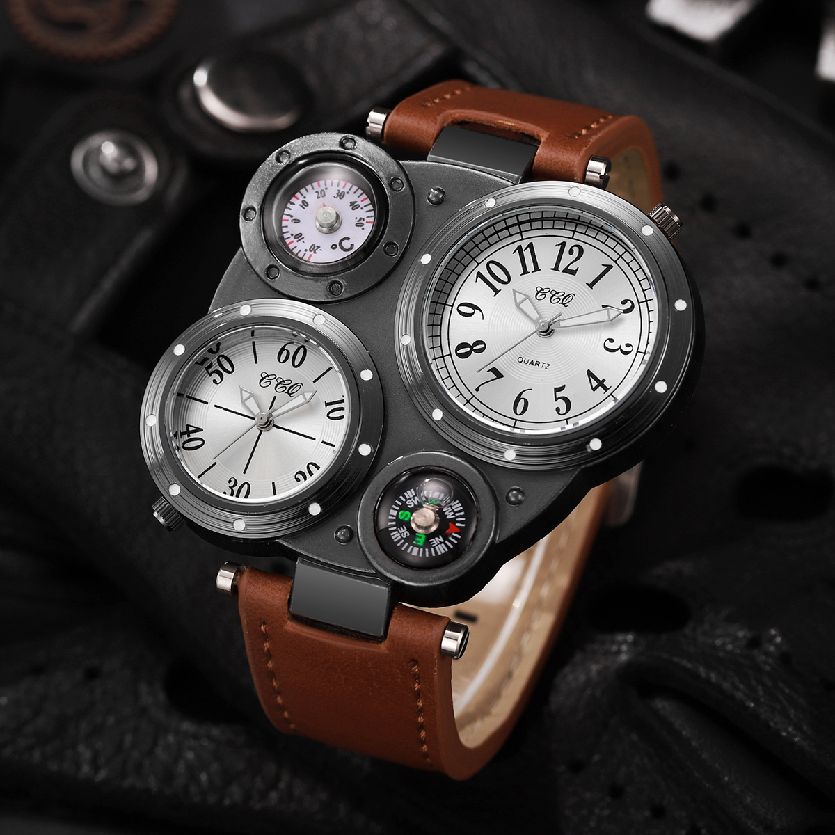 Leather Watch Band Men - Luxury Large Dial Men Quartz Watches