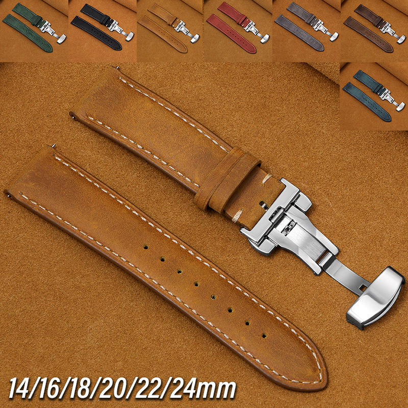 Leather Strap Quick Release - Vintage Matte Leather Watch Strap 14/16/18/20/22/24mm