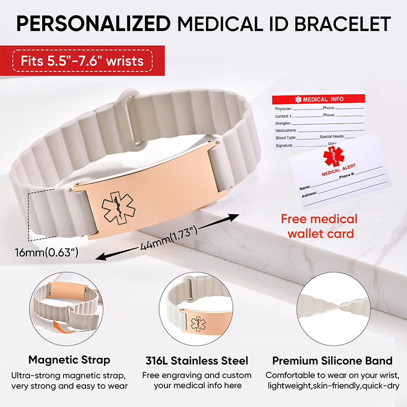 Custom Medical ID Bracelet for - Silicone Band Women บทวิจารณ์และราคา