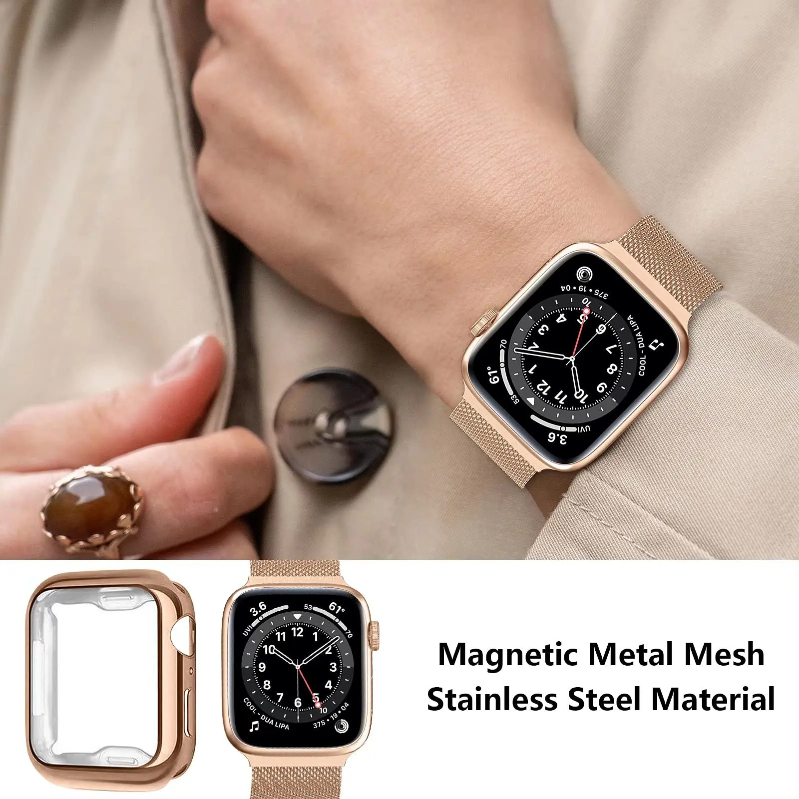 Milanese Loop+Case For Apple W - Milanese Loop Magnetic บทวิจารณ์และราคา