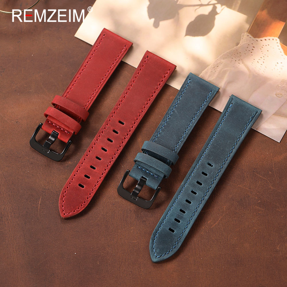 Classic Men's Crazy Horse Leat - Leather Strap Quick Release บทวิจารณ์และราคา