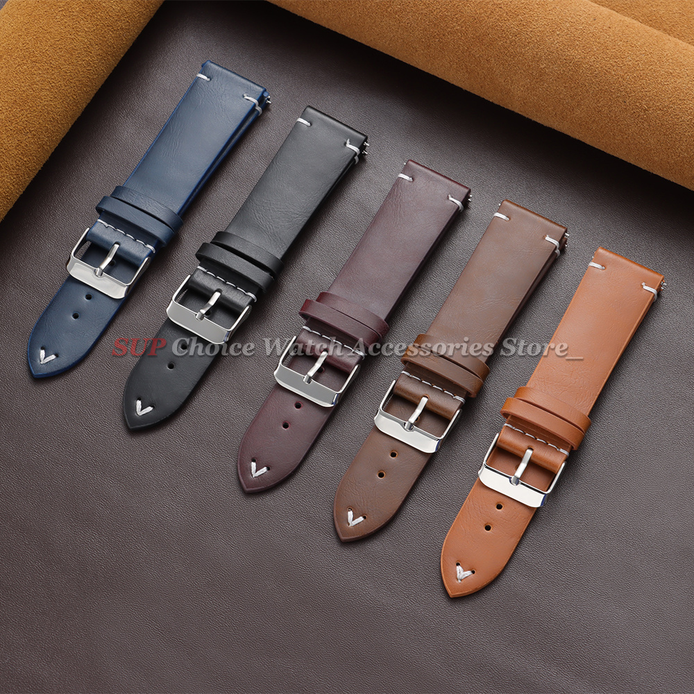 18mm 20mm 22mm Vintage Oil Wax - Leather Strap Quick Release บทวิจารณ์และราคา