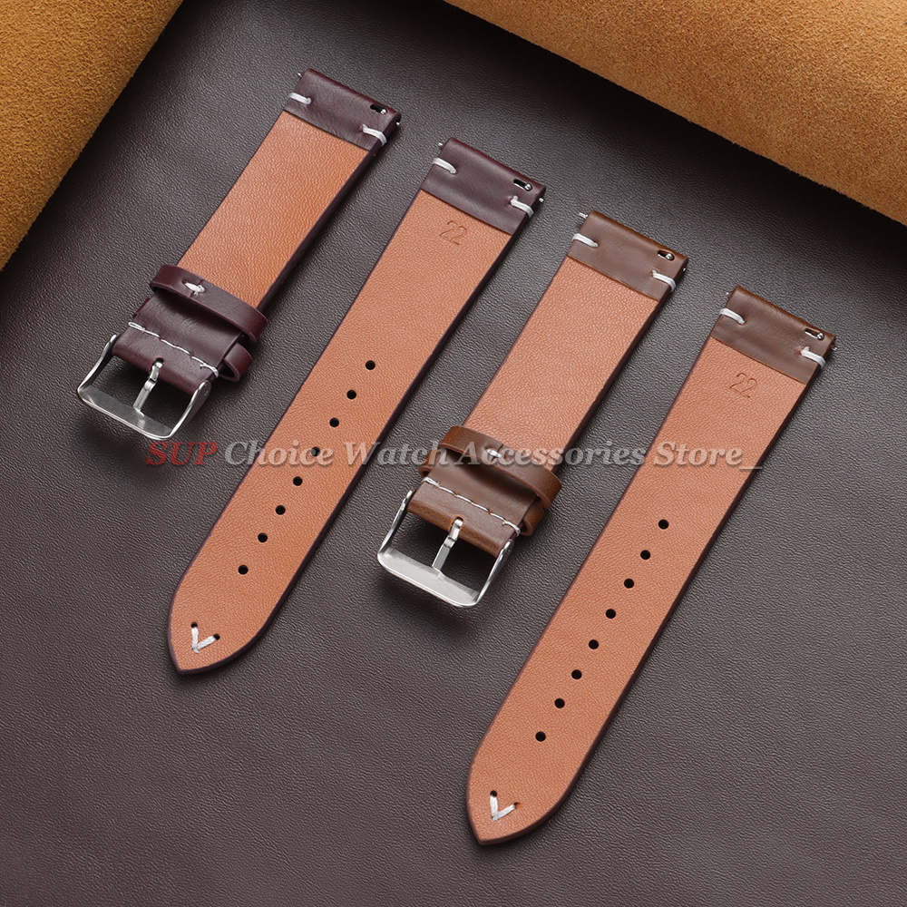 18mm 20mm 22mm Vintage Oil Wax - Leather Strap Quick Release บทวิจารณ์และราคา