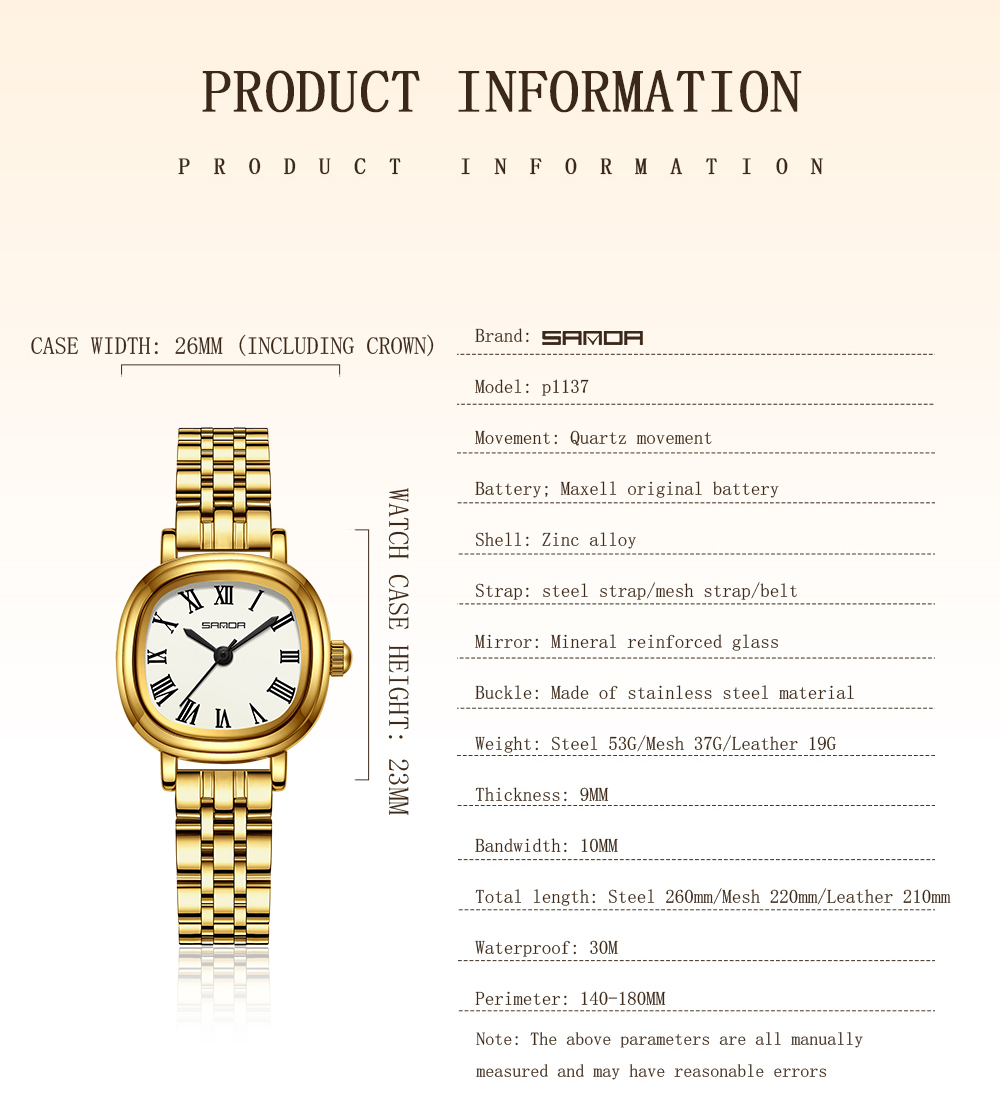 SANDA Top 1137 Women's Quartz  - Stainless Bracelet Diver บทวิจารณ์และราคา