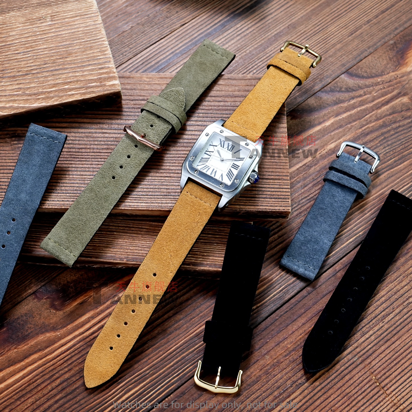For Cartier Tank, Santos-Dumon - Suede Strap Watch บทวิจารณ์และราคา
