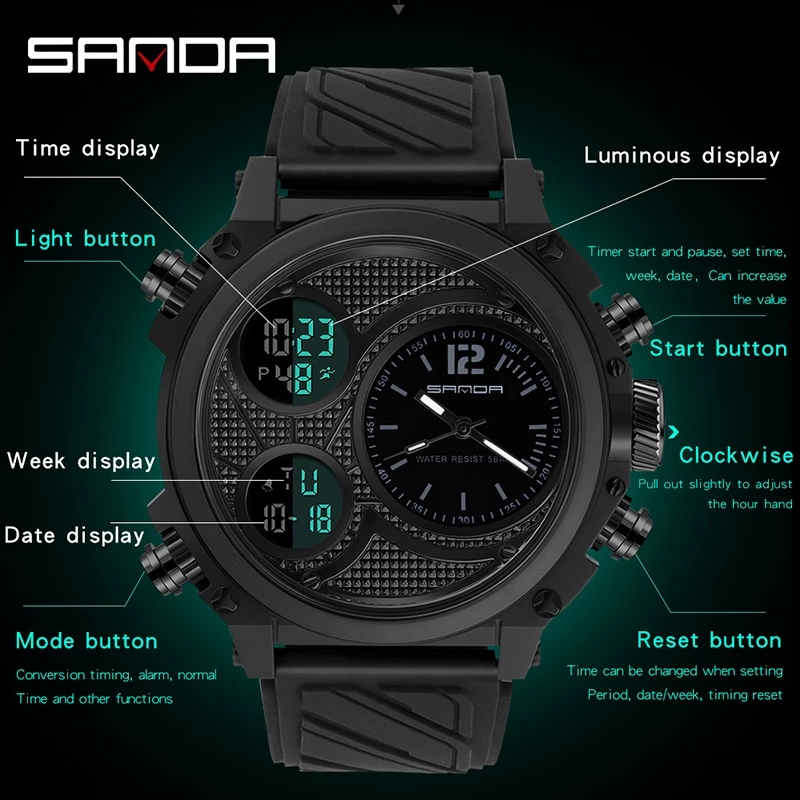 SANDA 3002 Brand Men's Dual Ti - Tropic Strap Vintage บทวิจารณ์และราคา