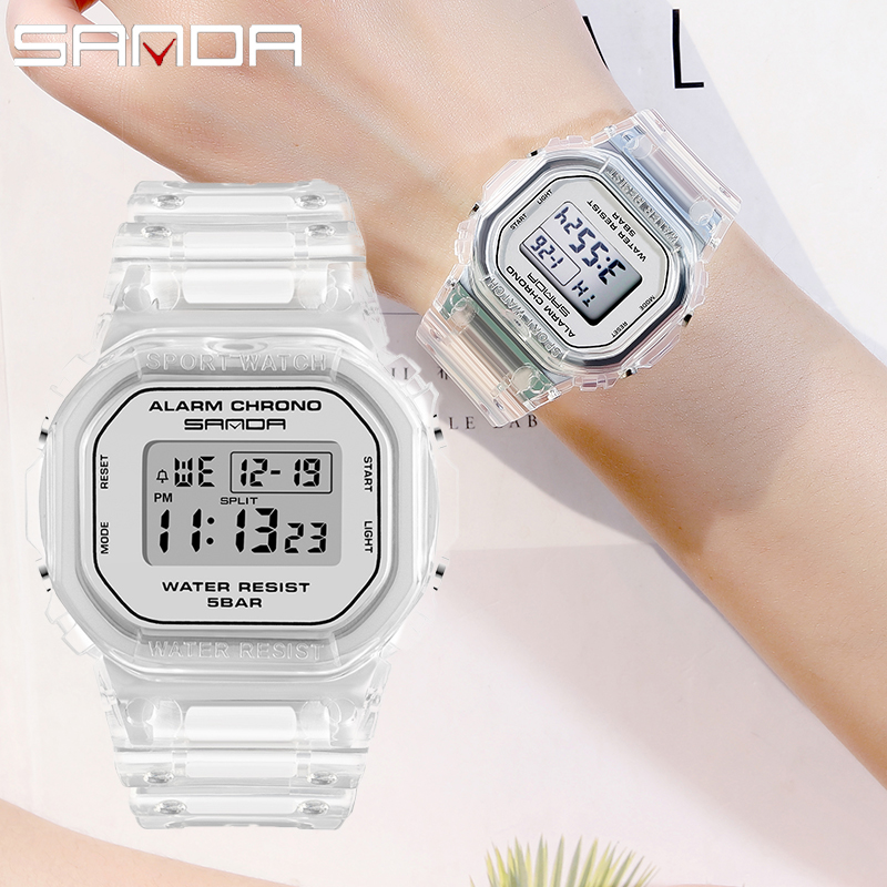 SANDA White Fashion Sport Watc - Rubber Strap Diver บทวิจารณ์และราคา