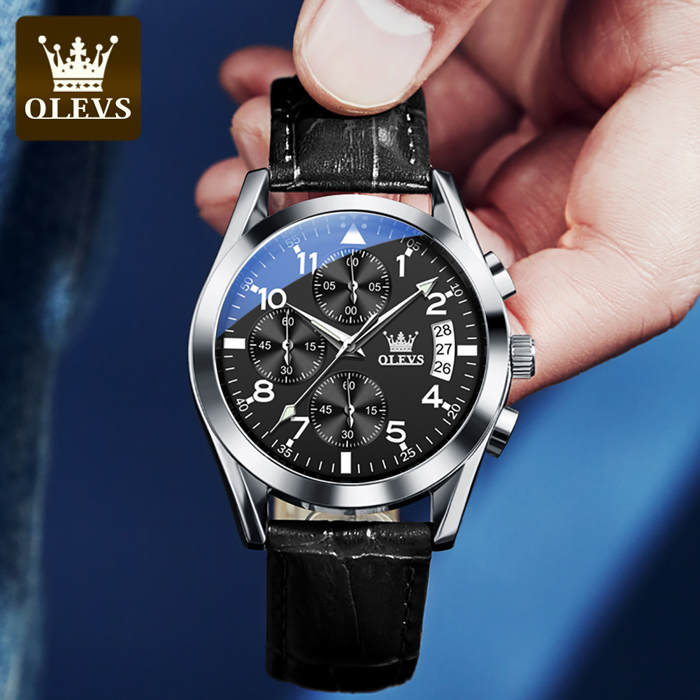 OLEVS 2878 Original Man Watch  - Leather Watch Band Men บทวิจารณ์และราคา