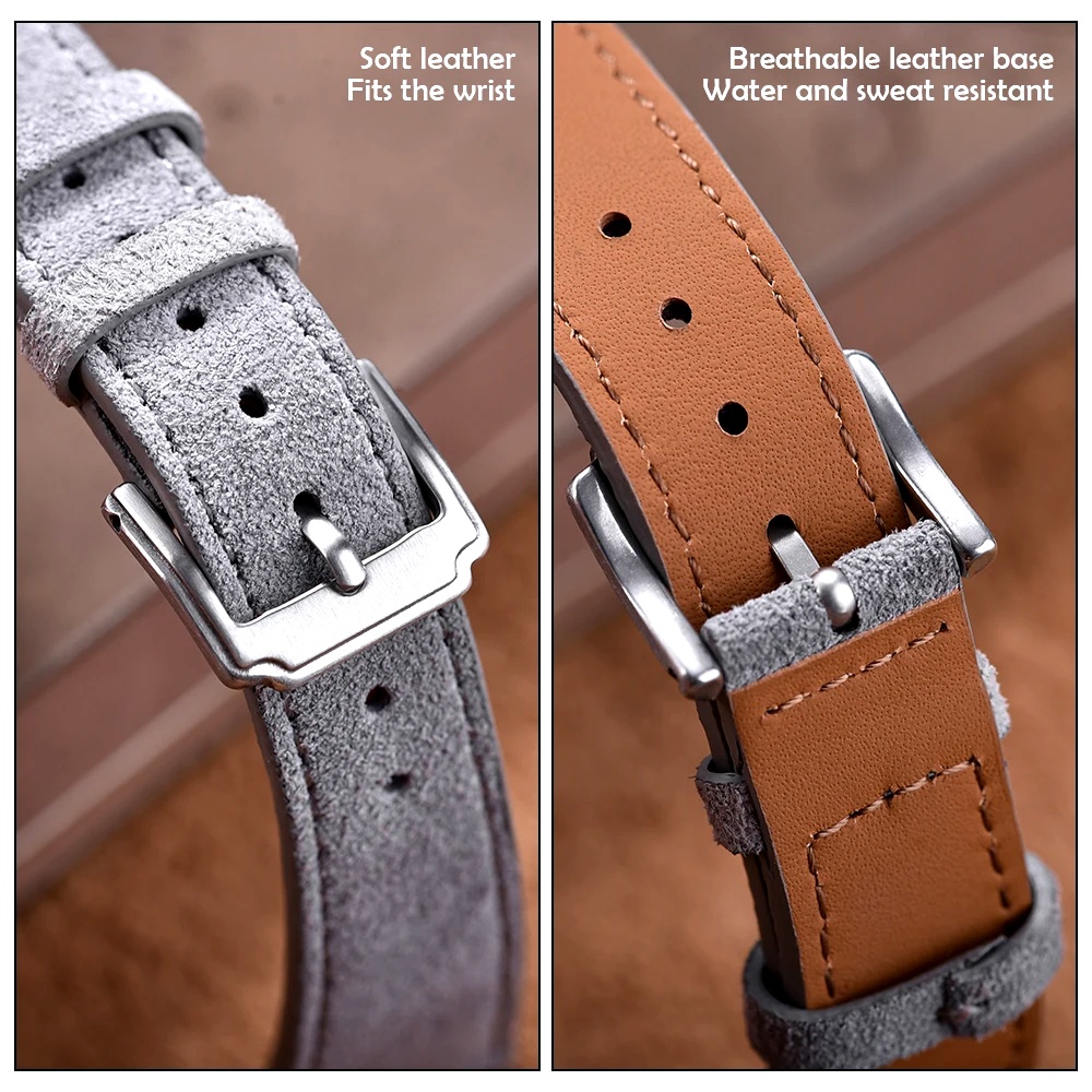 Vintage Leather Watch Band 18m - Suede Strap Watch บทวิจารณ์และราคา