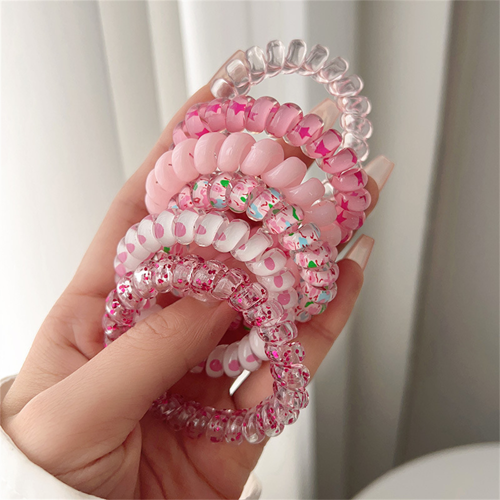 6pcs Sweet Cute Colorful Spira - Silicone Band Women บทวิจารณ์และราคา