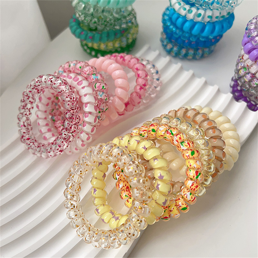 6pcs Sweet Cute Colorful Spira - Silicone Band Women บทวิจารณ์และราคา