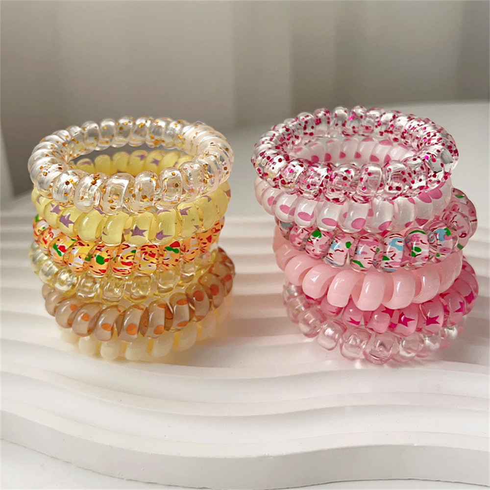 6pcs Sweet Cute Colorful Spira - Silicone Band Women บทวิจารณ์และราคา