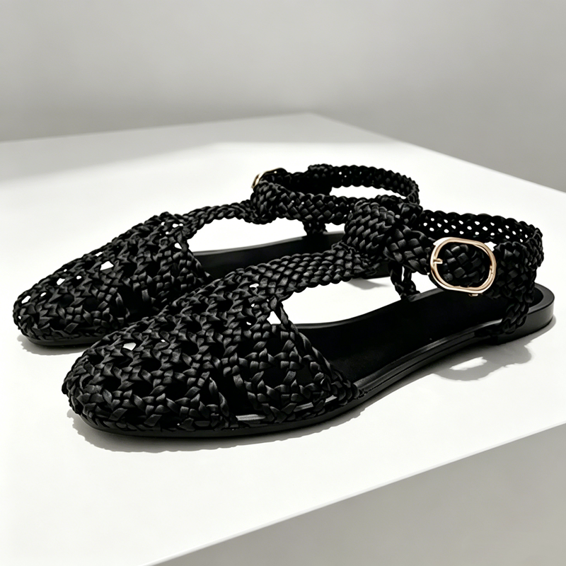 Golden Mesh Woven Flat Sandals - Mesh Strap Metal บทวิจารณ์และราคา