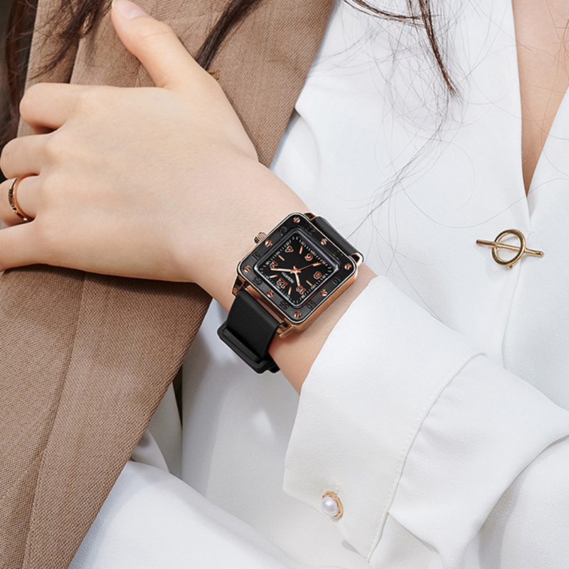 Square Silicone Band Women Wat - Silicone Band Women บทวิจารณ์และราคา