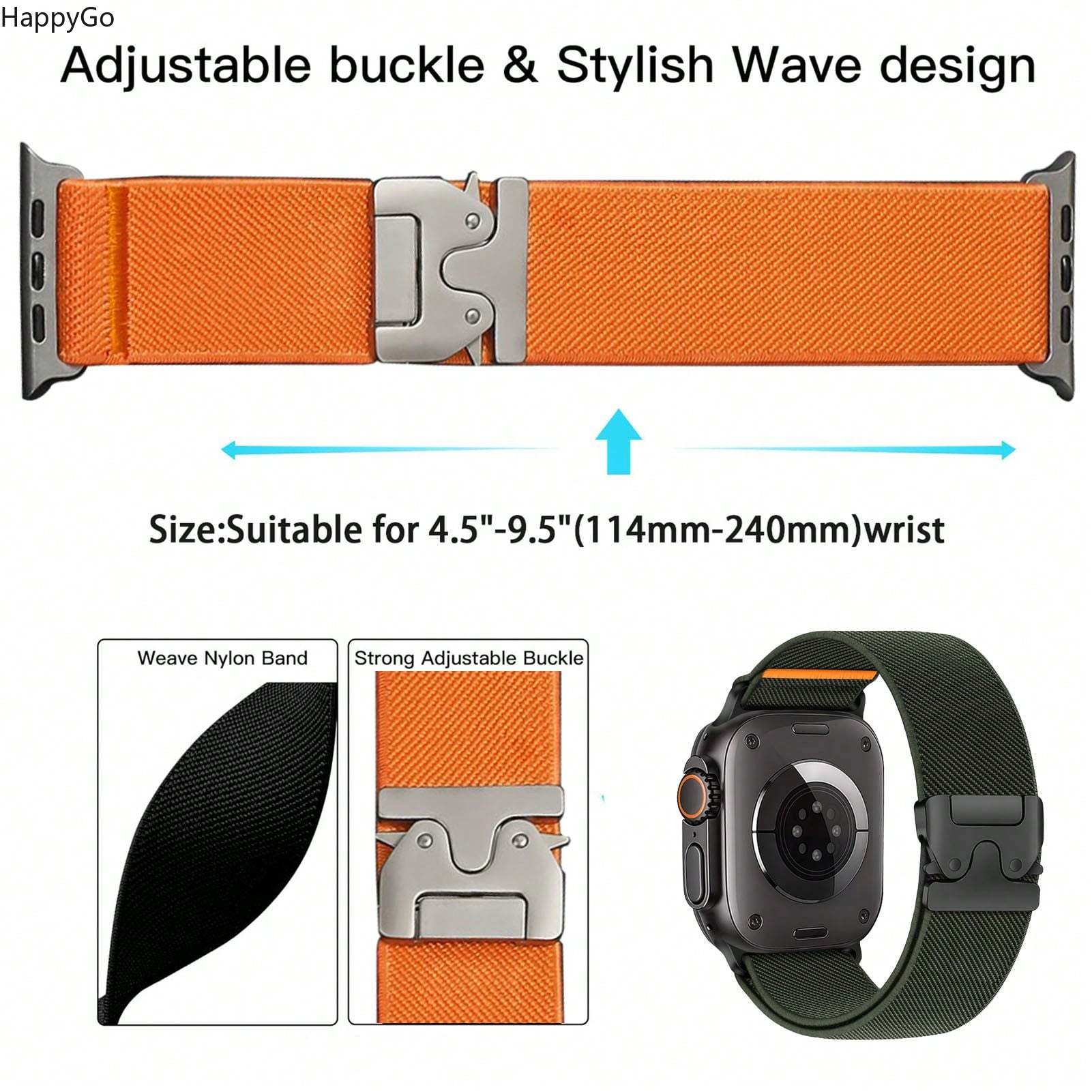 Wide Stretchy Nylon Wrist Stra - Parachute Strap Elastic บทวิจารณ์และราคา