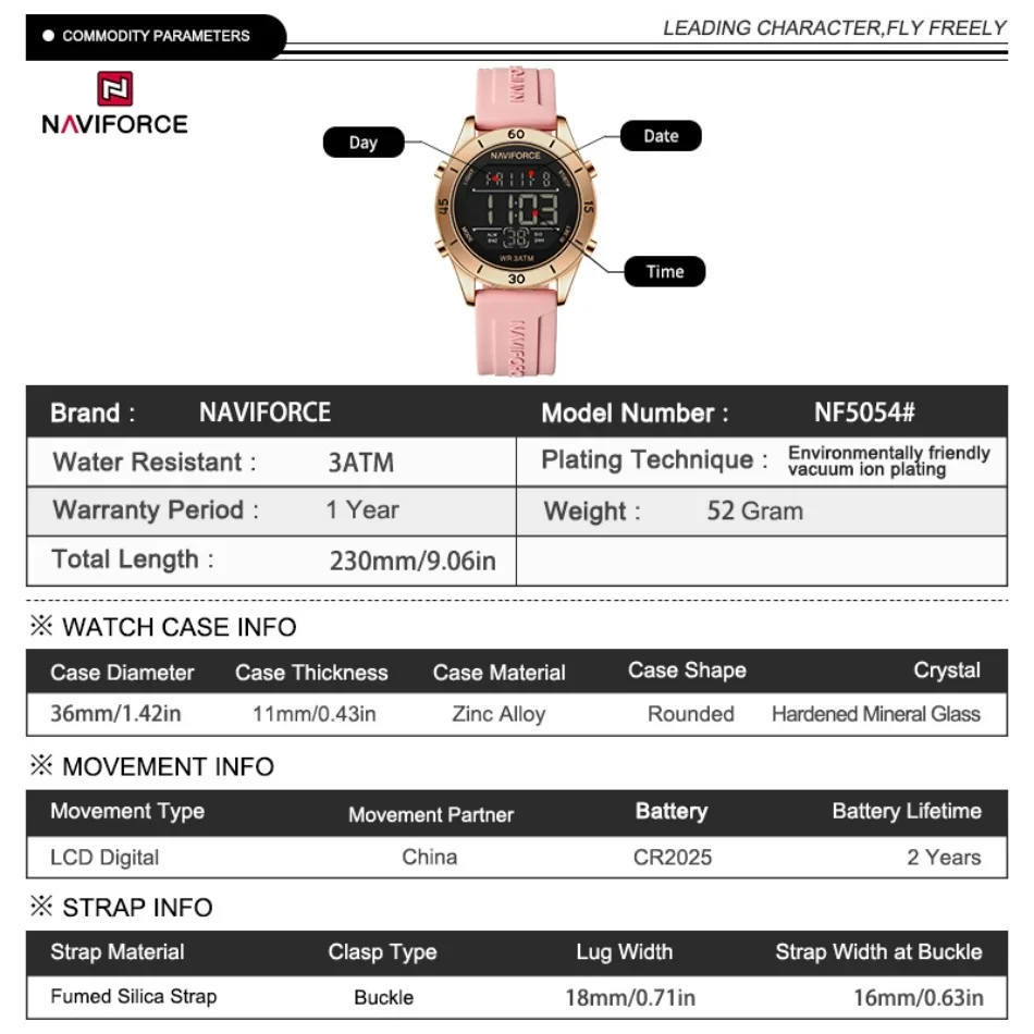 NAVIFORCE Watch For Women Fash - Silicone Band Women บทวิจารณ์และราคา