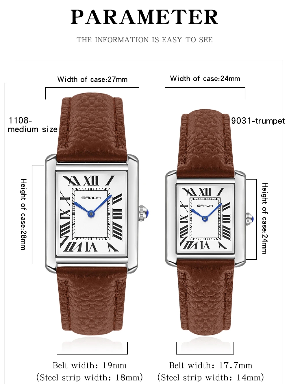 Sanda Rectangular Wrist Watche - Leather Watch Band Men บทวิจารณ์และราคา