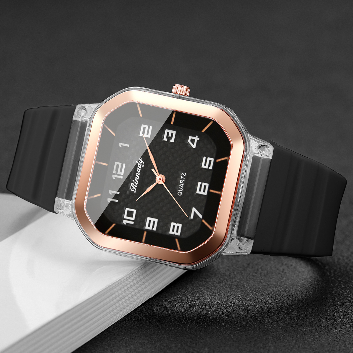 Fashion  Square Arabic Dial Wo - Silicone Band Women บทวิจารณ์และราคา