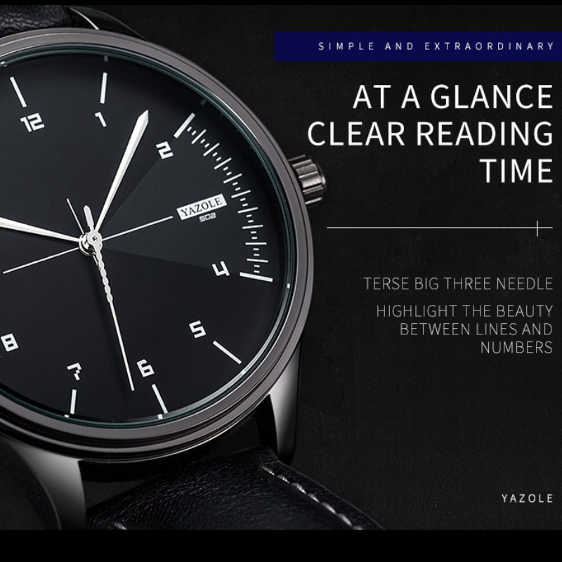 Top Brand YAZOLE Quartz Watche - Leather Watch Band Men บทวิจารณ์และราคา