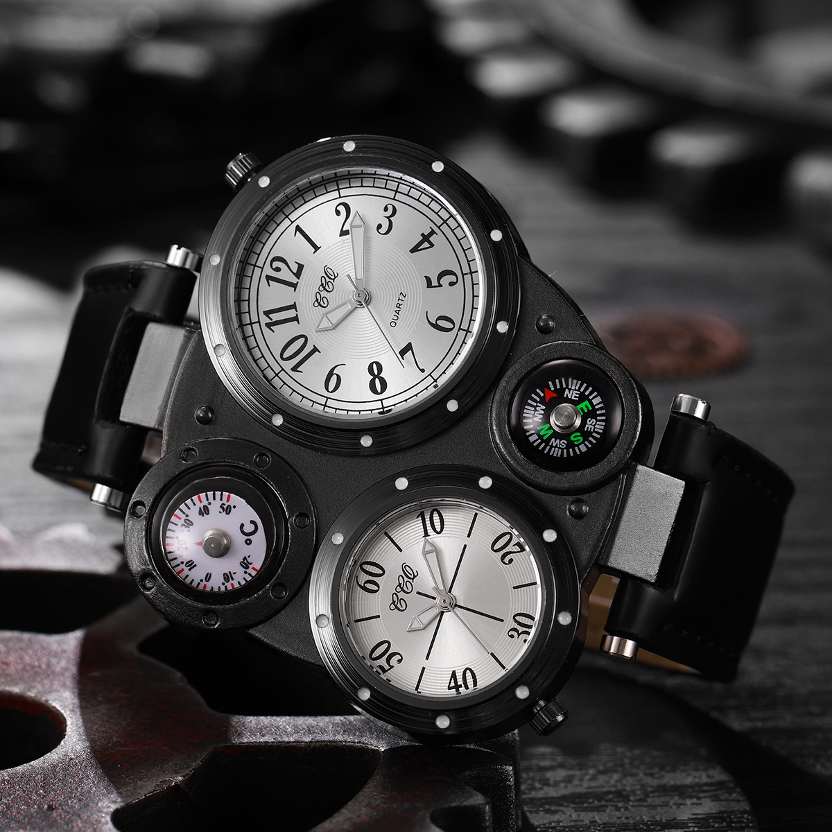 Luxury Large Dial Men Quartz W - Leather Watch Band Men บทวิจารณ์และราคา