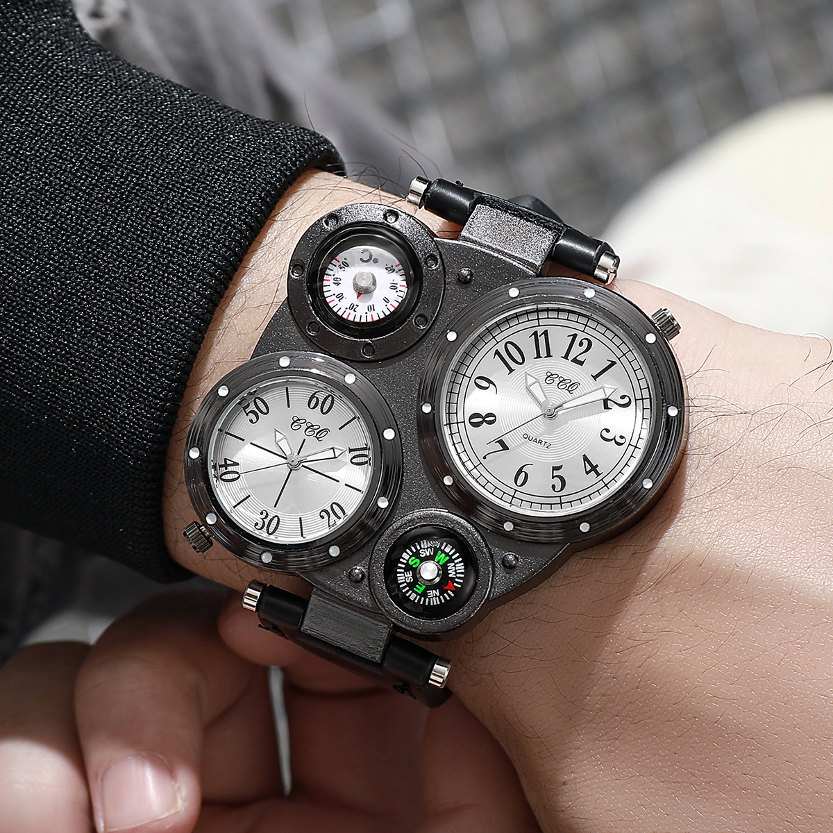 Luxury Large Dial Men Quartz W - Leather Watch Band Men บทวิจารณ์และราคา