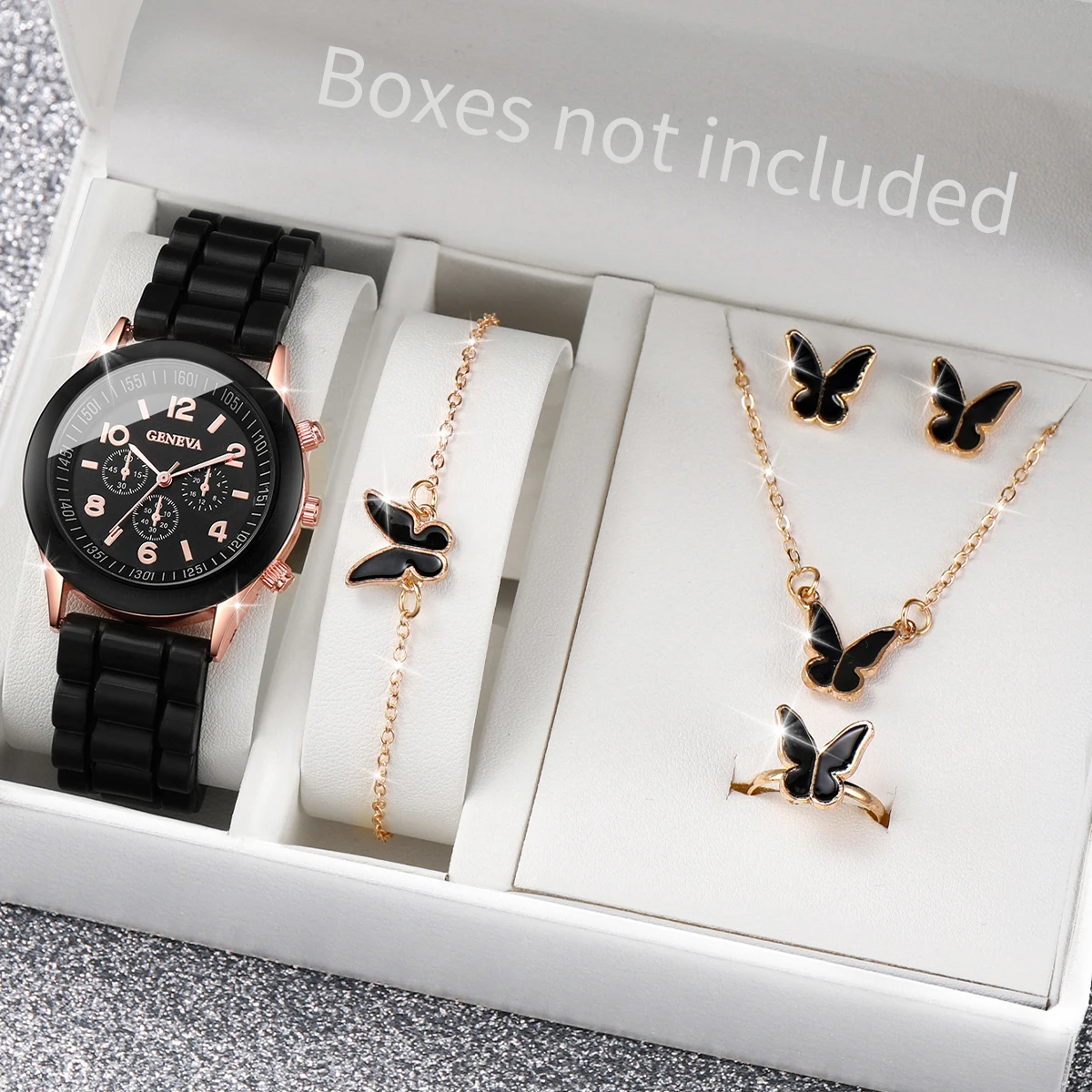 5/6PCS Fashion Women Watches C - Silicone Band Women บทวิจารณ์และราคา