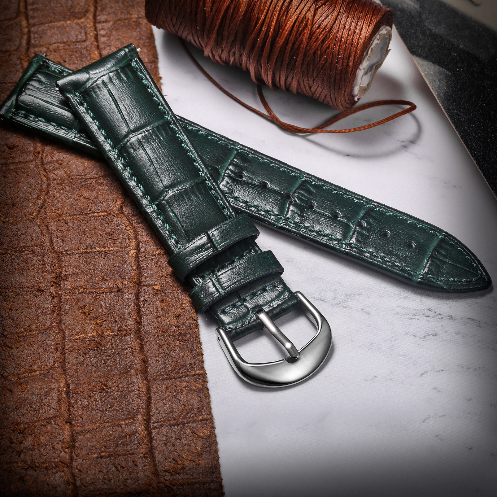 Alligator Embossed Leahter Wat - Leather Strap Quick Release บทวิจารณ์และราคา