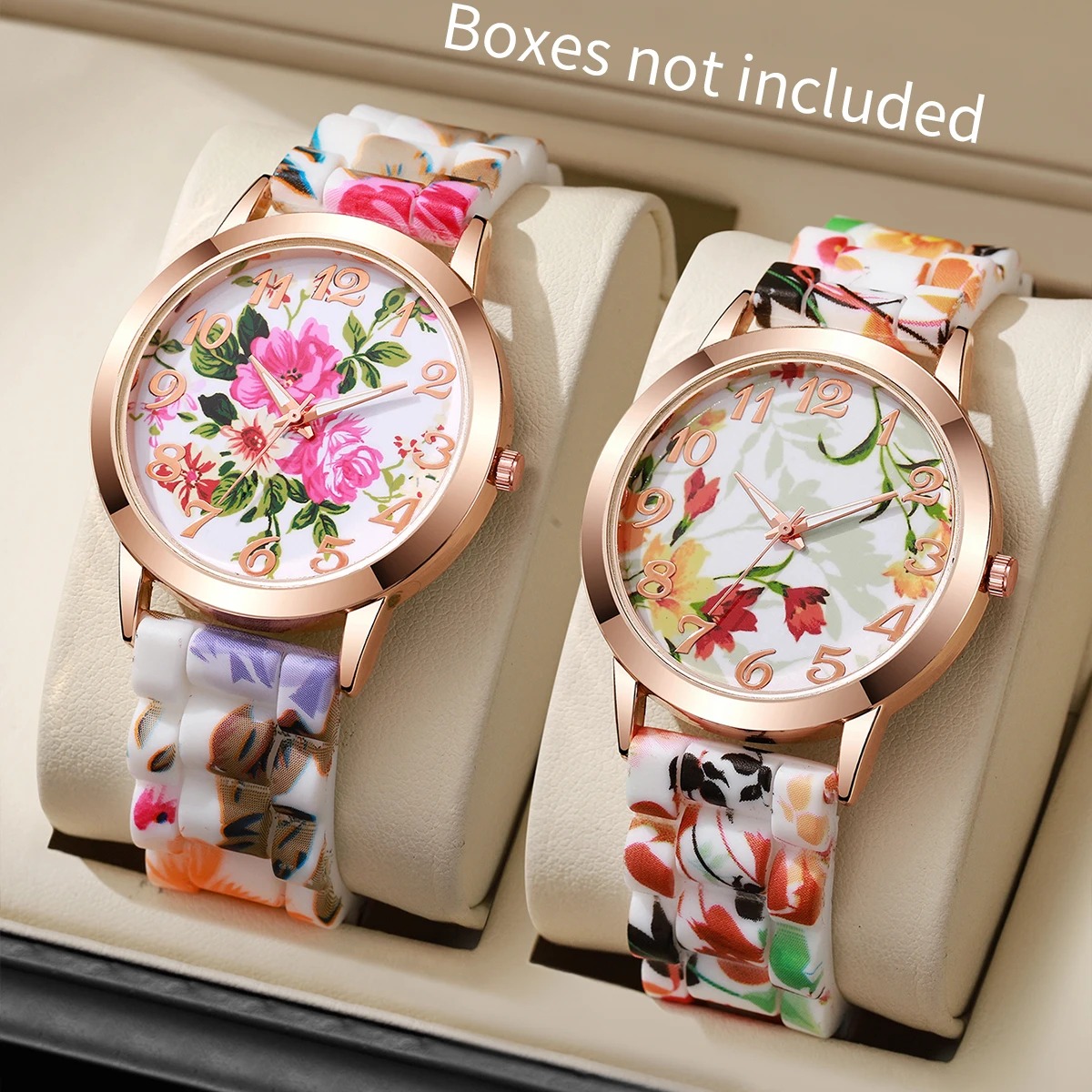 2PCS Fashion Flower Printed Wo - Silicone Band Women บทวิจารณ์และราคา