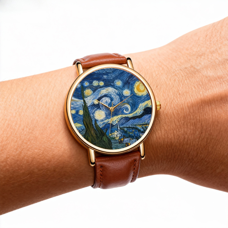 Van Gogh Painting Dial Watches - Leather Watch Band Men บทวิจารณ์และราคา