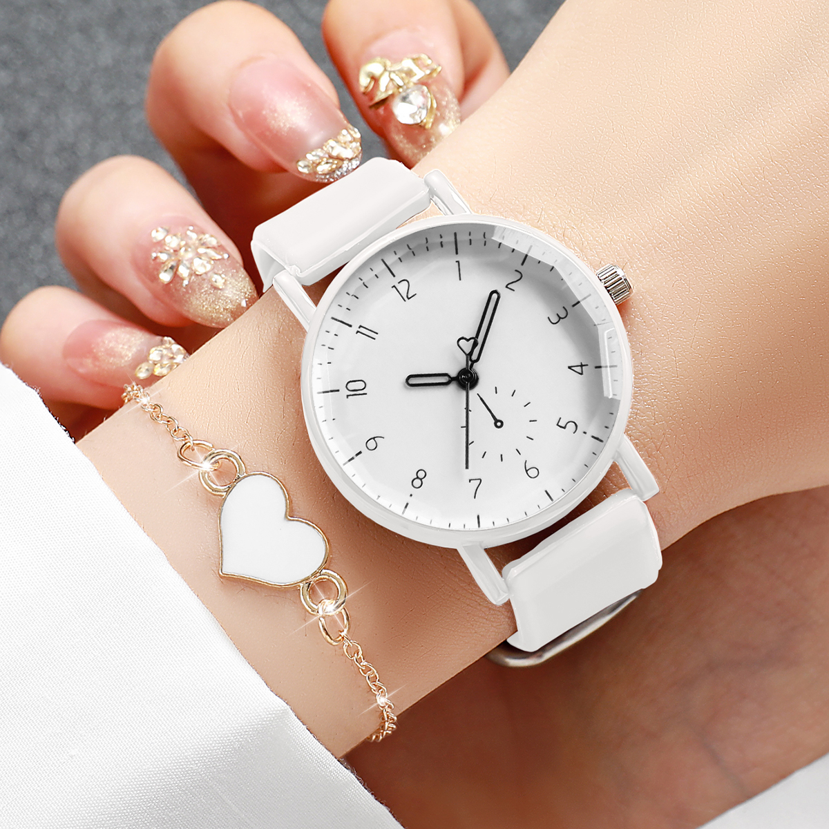 2PCS Simple Arabic Dial Women  - Silicone Band Women บทวิจารณ์และราคา