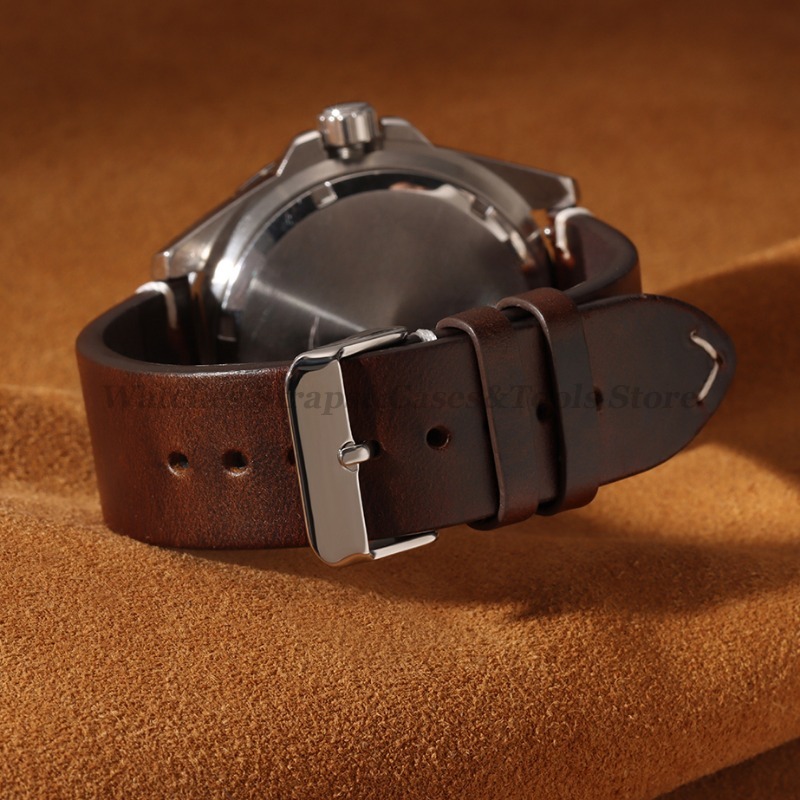 Handmade Retro Oil Wax Genuine - Leather Strap Quick Release บทวิจารณ์และราคา