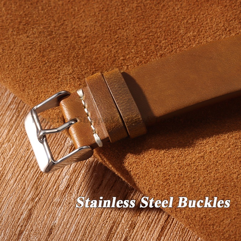 Handmade Retro Oil Wax Genuine - Leather Strap Quick Release บทวิจารณ์และราคา