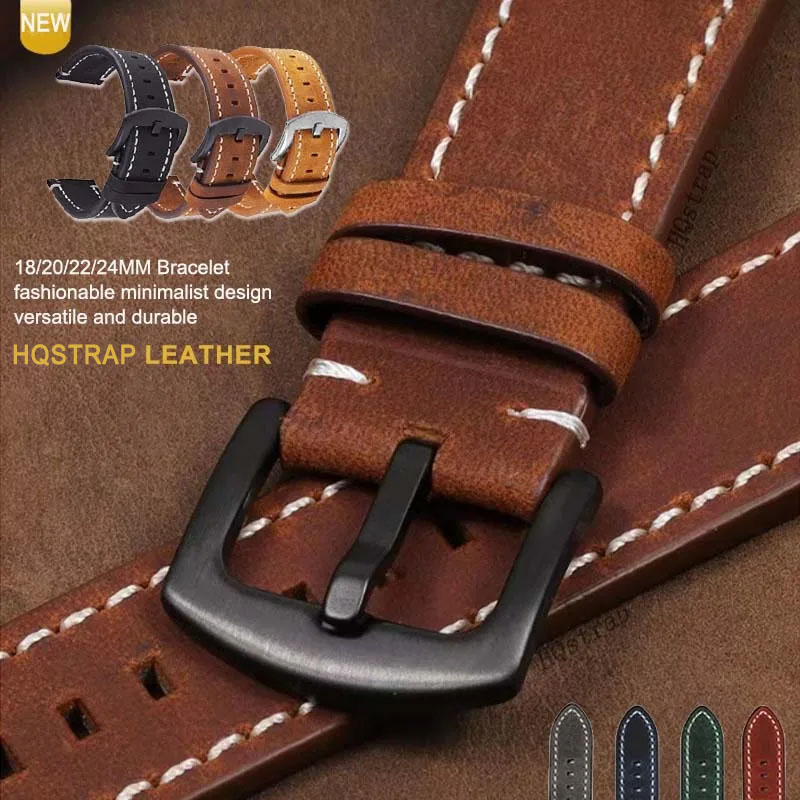 Retro Leather Watch Strap 18mm - Leather Strap Quick Release บทวิจารณ์และราคา