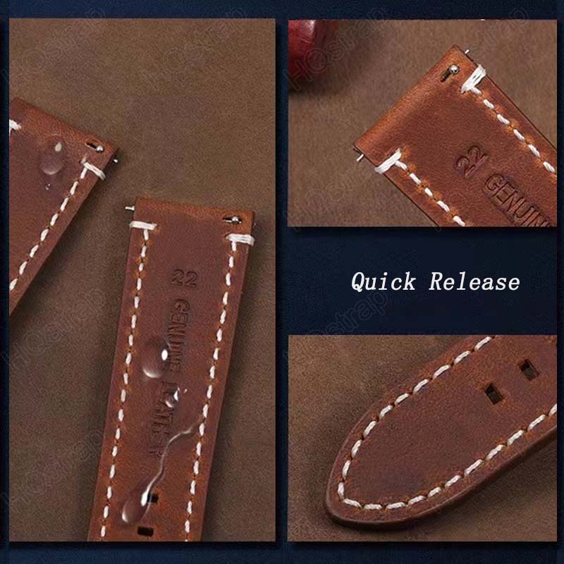 Retro Leather Watch Strap 18mm - Leather Strap Quick Release บทวิจารณ์และราคา