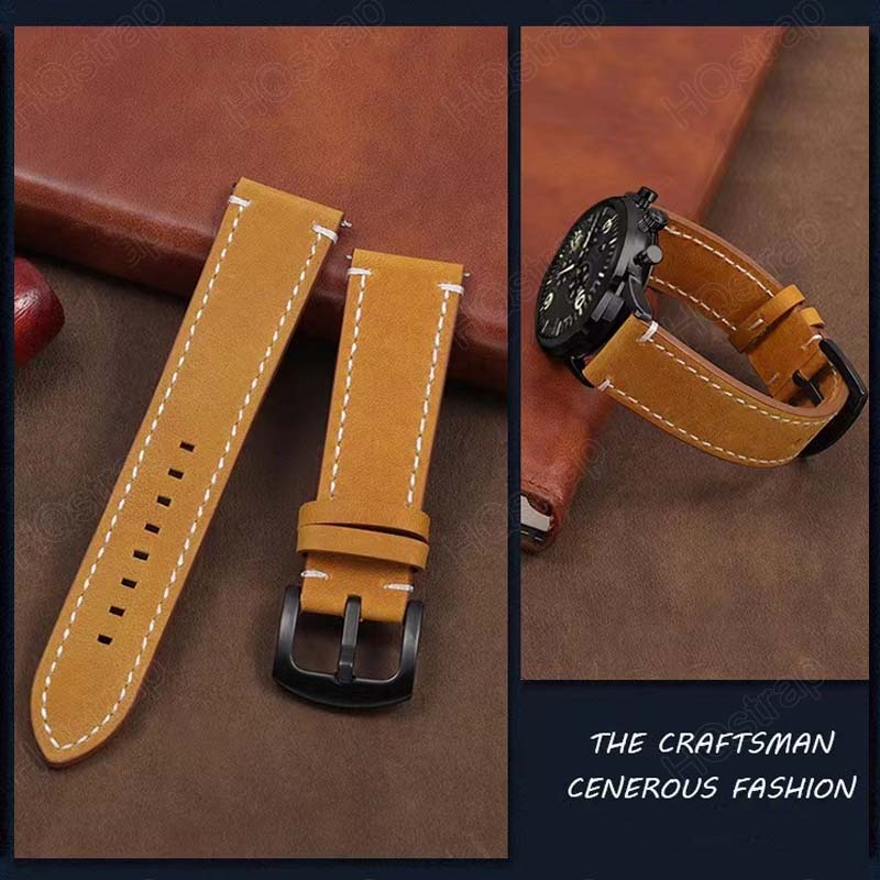 Retro Leather Watch Strap 18mm - Leather Strap Quick Release บทวิจารณ์และราคา